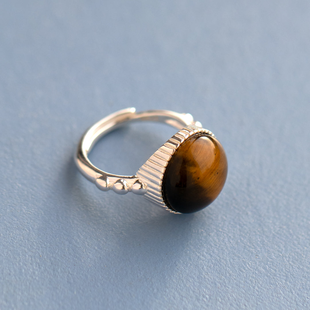 Sterling Silver Tiger's Eye Chunky Ring