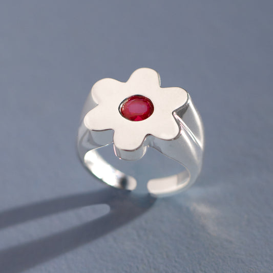 Sterling Silver Flower Signet Ring